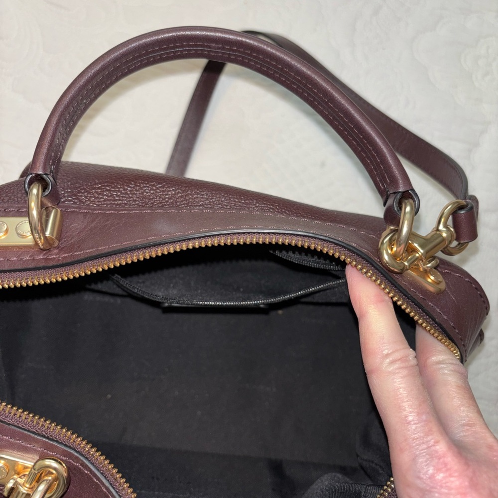 Coach Pebbled Leather Satchel in Deep Burgundy - Picture 2 of 14